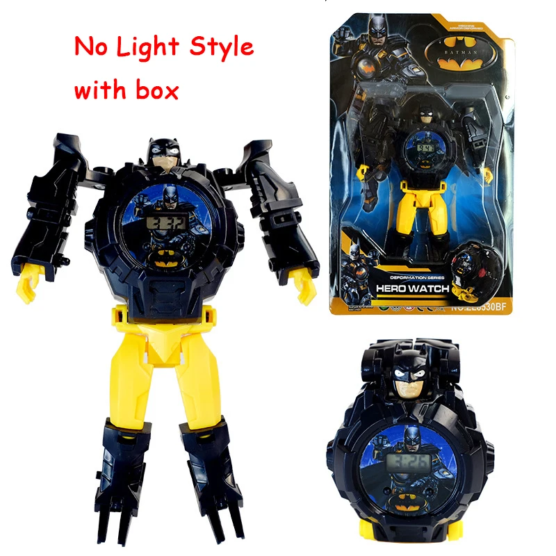 Batman A boxed Мультфильм робот часы игрушки деформации Мстители дети трансформации Супер Герои Капитан Америка Железный человек наручные часы фигурка игрушка - Цвет: Batman A boxed