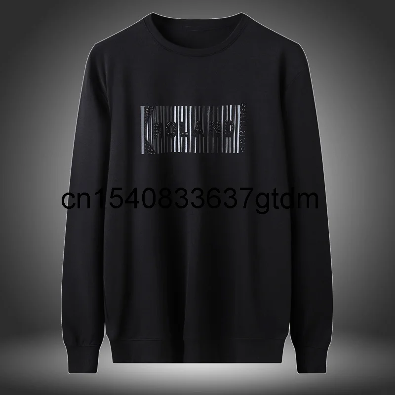 

Spring new men's youth fat plus size fashion casual round neck printed long sleeve sweater men's top