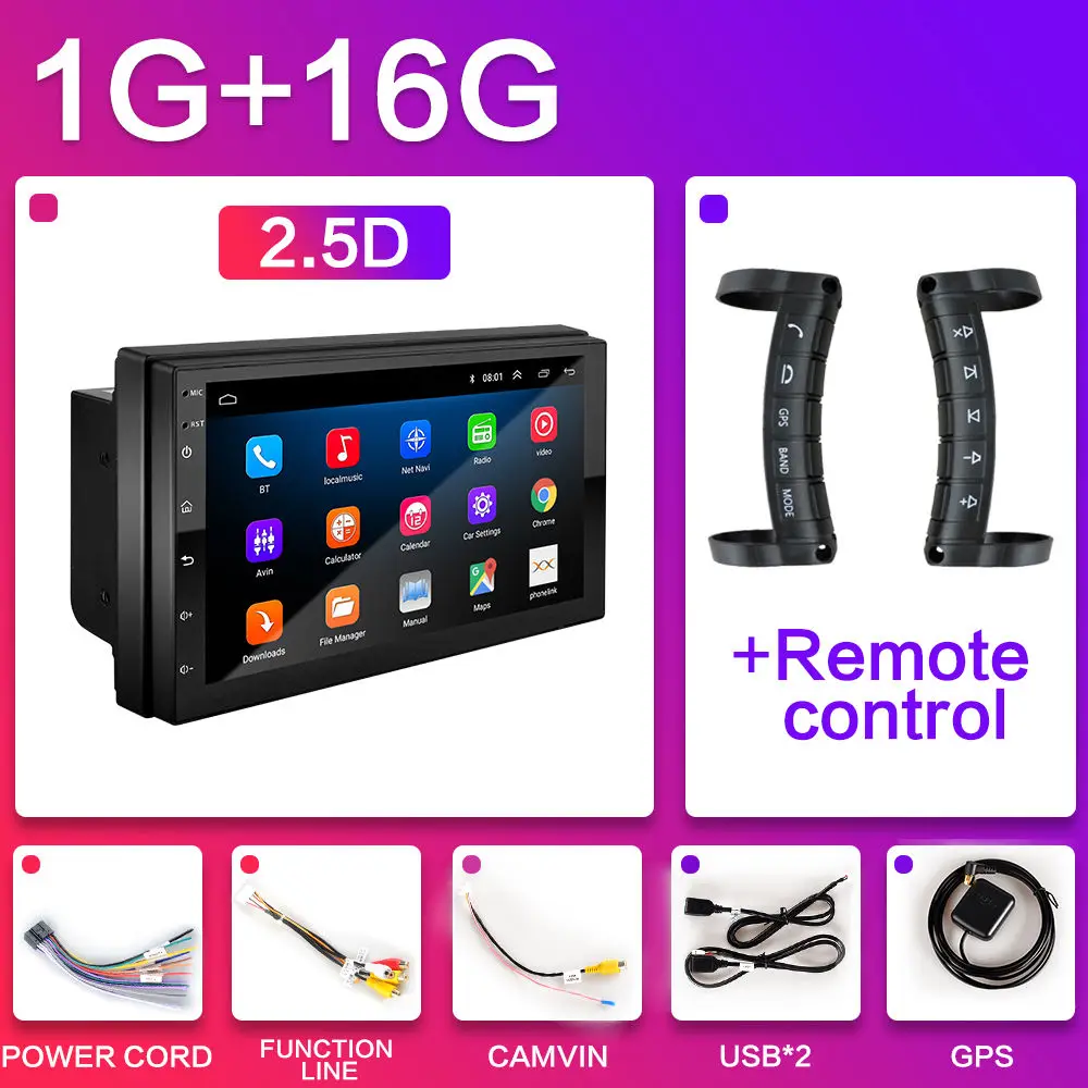 1G-Remote control 2.5D Android 8,1 Универсальный 2 din " автомобильный навигатор gps Радио автомобильный Радио Навигация Мультимедиа стерео плеер для Toyota Nissan 2DIN - Цвет: 1G-Remote control