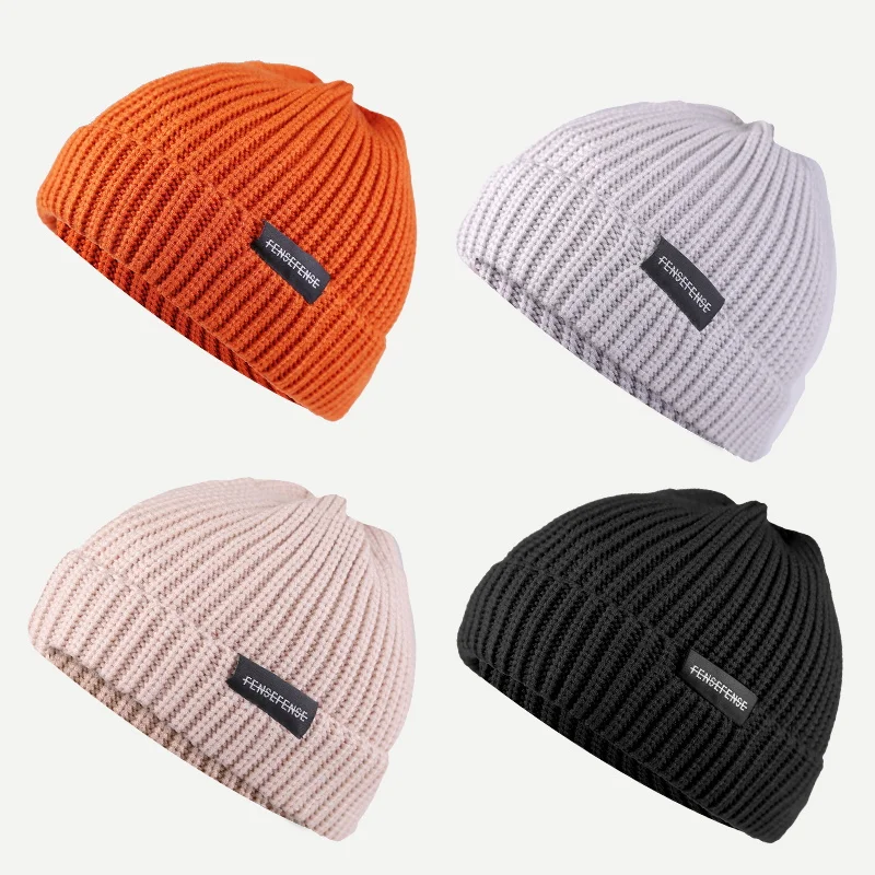 Ярлык с буквами хлопковая шерстяная шапка зимние шапки для женщин теплая