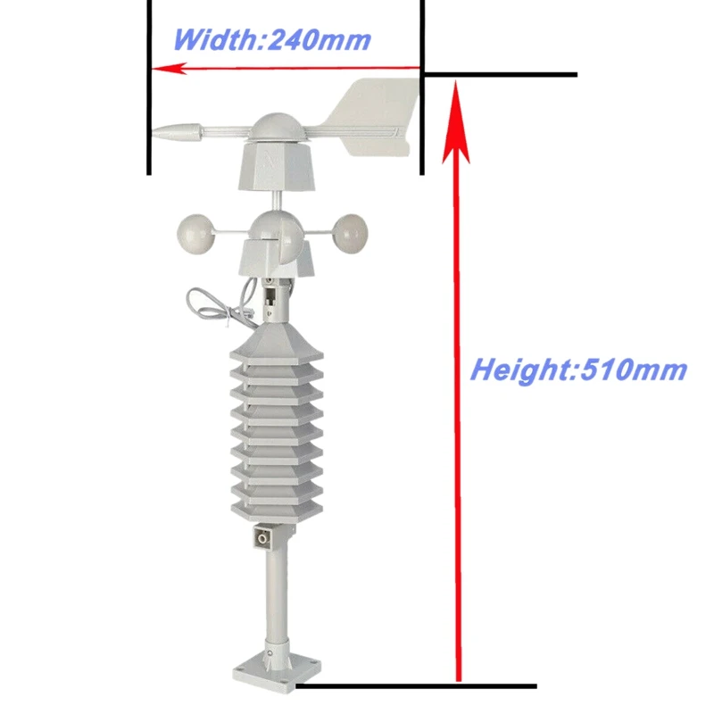 RF 433Mhz Wireless Weather Station Clock with Wind Speed Direction Sensor Temperature | Дом и сад
