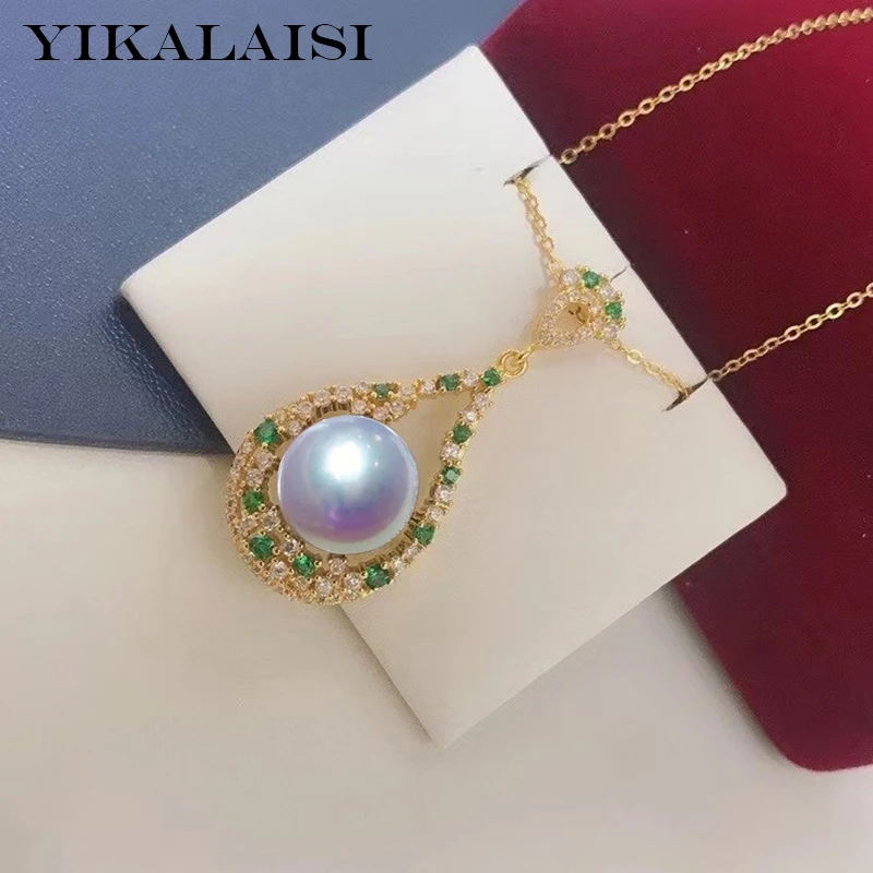 

YIKALAISI 925 Серебрянное ювелирное ожерелье для женщин 11-12 мм продолговатые подвески из натурального пресноводного жемчуга 2021 оптовая продажа