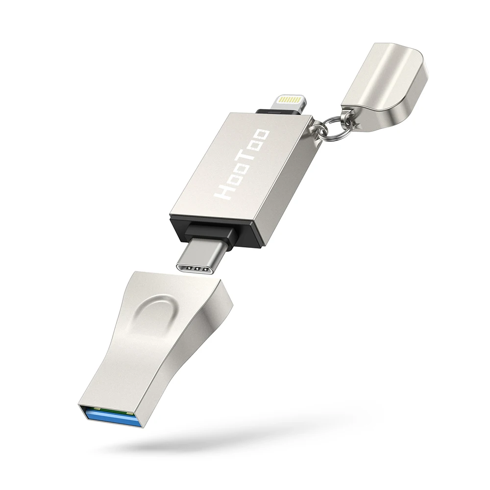

HooToo 3 в 1 128 ГБ MFi Сертифицированный внешний флэш-накопитель USB память автоматическое резервное копирование для iPhone iPad Android телефон Type-C