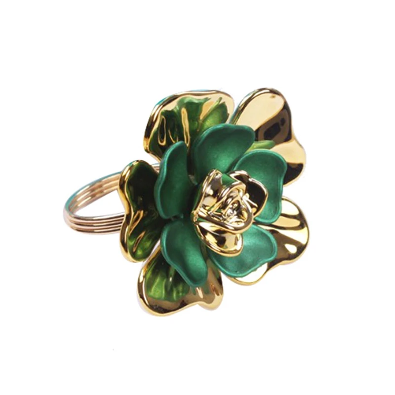 

20 Pcs Two-Color Floral Napkin Ring Napkin Ring Fine Napkin Button Wedding Table Decoration Napkin Ring Green & Red