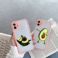 avocado phone case pink matte transparent for iphone 7 8 x xs xr 11 12 pro plus max mini clear funda