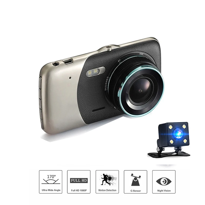 Автомобильный видеорегистратор Conkim с двумя объективами камера для автомобиля Full