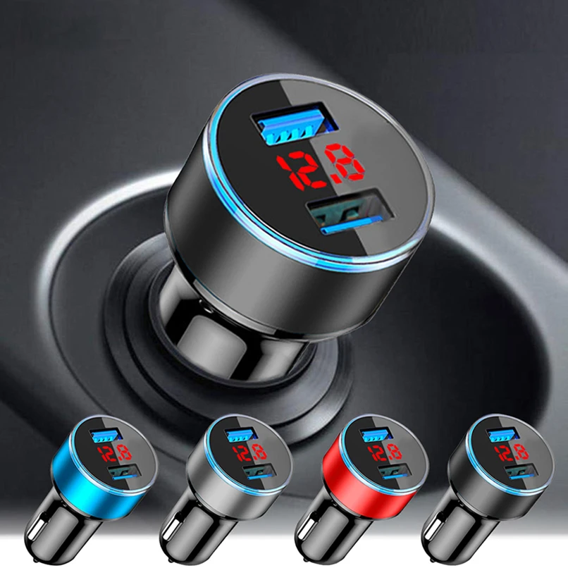 

4.8A USB Phone Charger LED Display Car-Charger for Xiaomi Samsung Mobile Phone Adapter Car Charger For iPhone 12 11 Pro 7 8 Plus