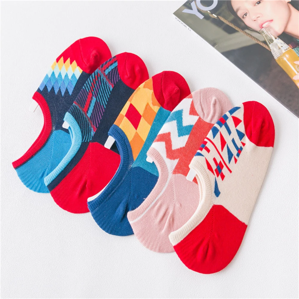

3 Pairs/Lot Invisible Woman Boat Socks Personality Fashion Girls Spring Summer Short Ankle Socks Breathable Soft Cotton Socks