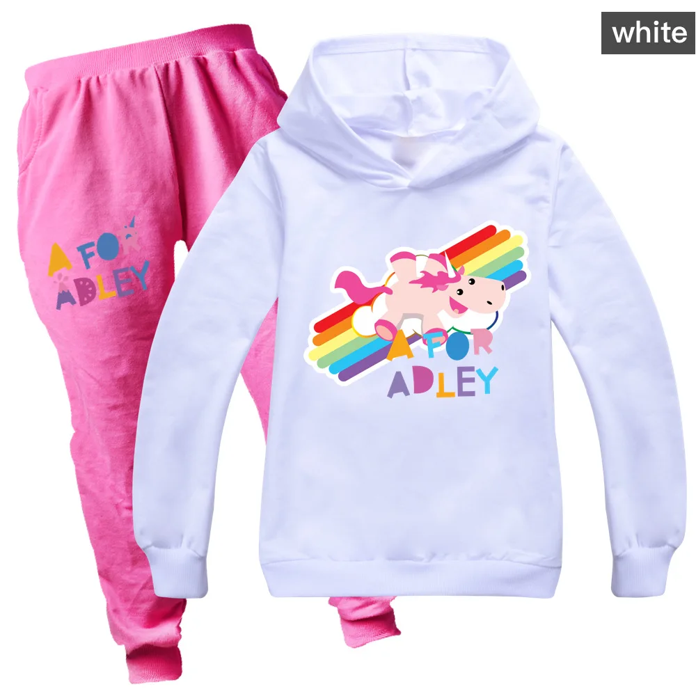 New Kids Clothes A for Adley Baby Long Sleeve Hoodies T Shirt +Pants For Boys Spring Autumn Set Outfits 2Pcs Girls Christmas Set