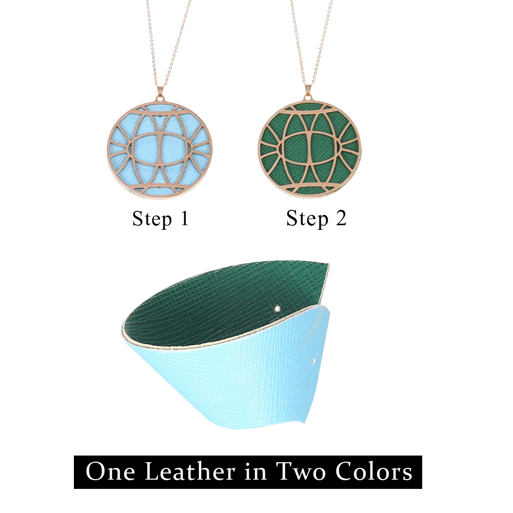 Yioumit Сменные кожаные розовые Золотые круглые модные подвески Ожерелье Висячие