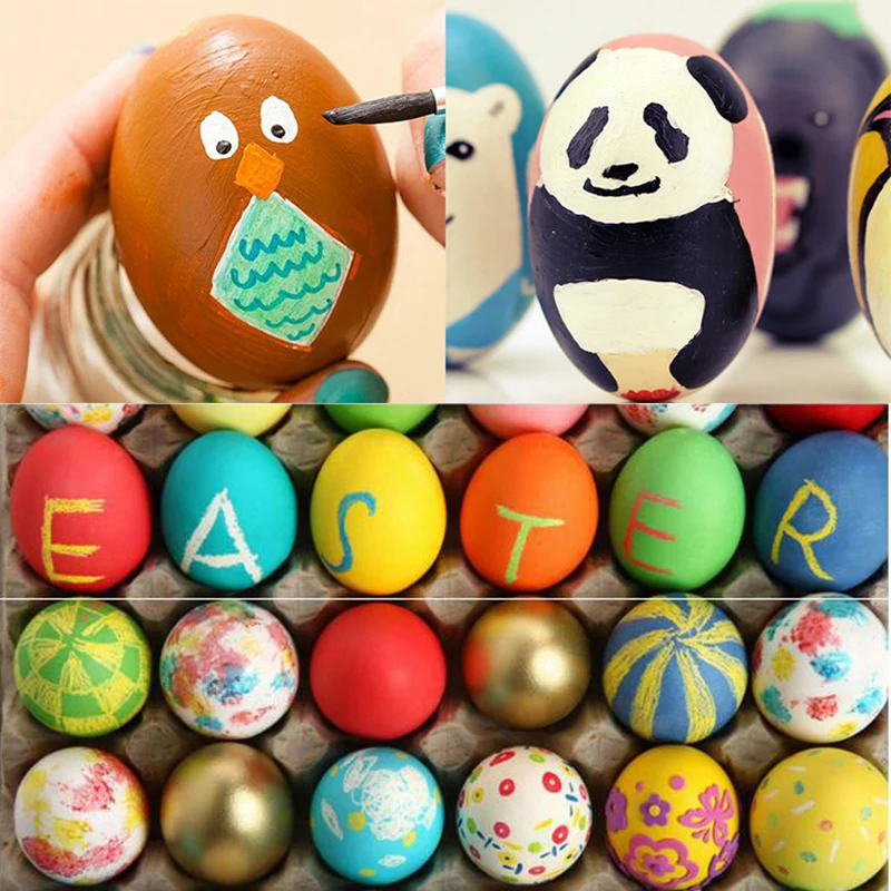 

Montessori Wooden Eggs Children's Toys Realistic Simulation Eggs Graffiti Toy DIY Painting Wooden Color For Children Easter Gift