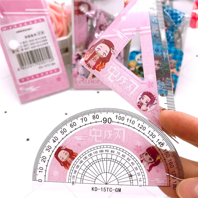 4Pcs/Set Demon Slayer: Kimetsu No Yaiba Kamado Tanjirou Anime Ruler Measuring Scale Students Cartoon Measure Gift For Kids |