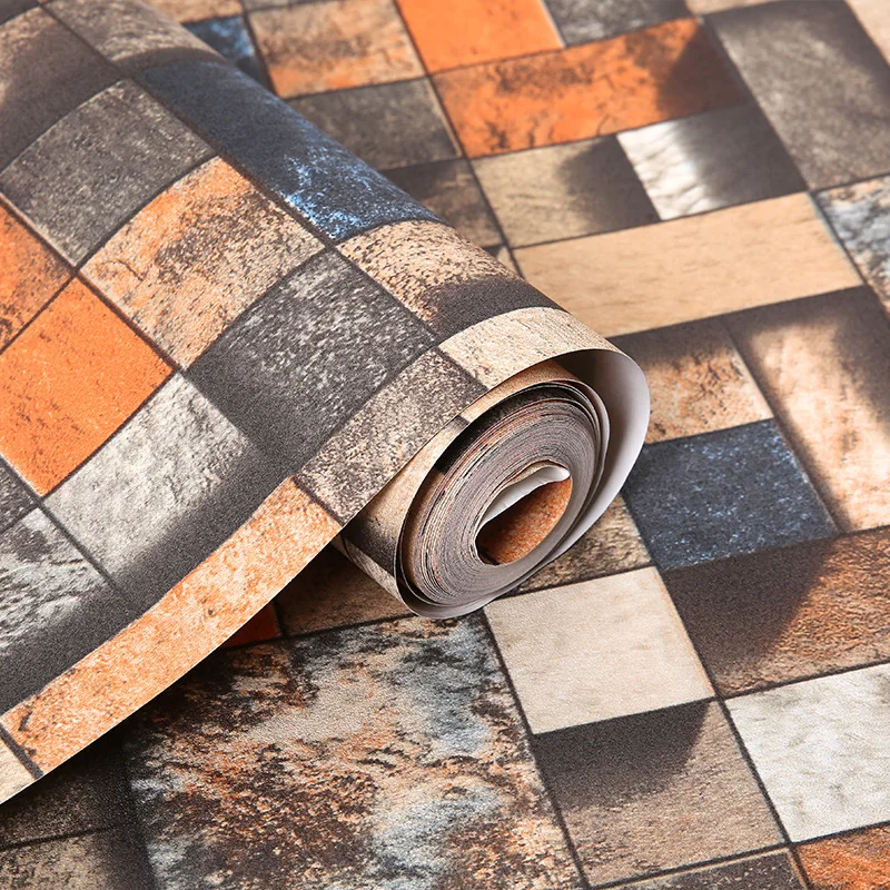 Винтажная кирпичная настенная бумага 3D Домашний Декор Ретро серый синий