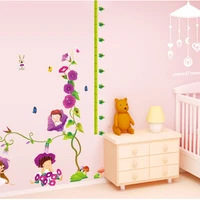 flower branch tree height measure growth chart wall stickers home decor removable mural baby gift poster nursery decal