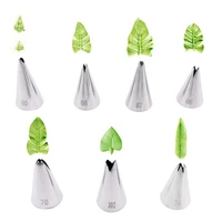 7 styles leaves cream tips stainless steel icing piping nozzles cupcake pastry nozzles set fondant cake decorating baking tools