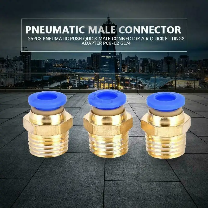 25pcs Outer Dia. 6mm 1/4 Inch Pneumatic Plug-In Quick Connector Joint Air Line Tube Accessories | Инструменты