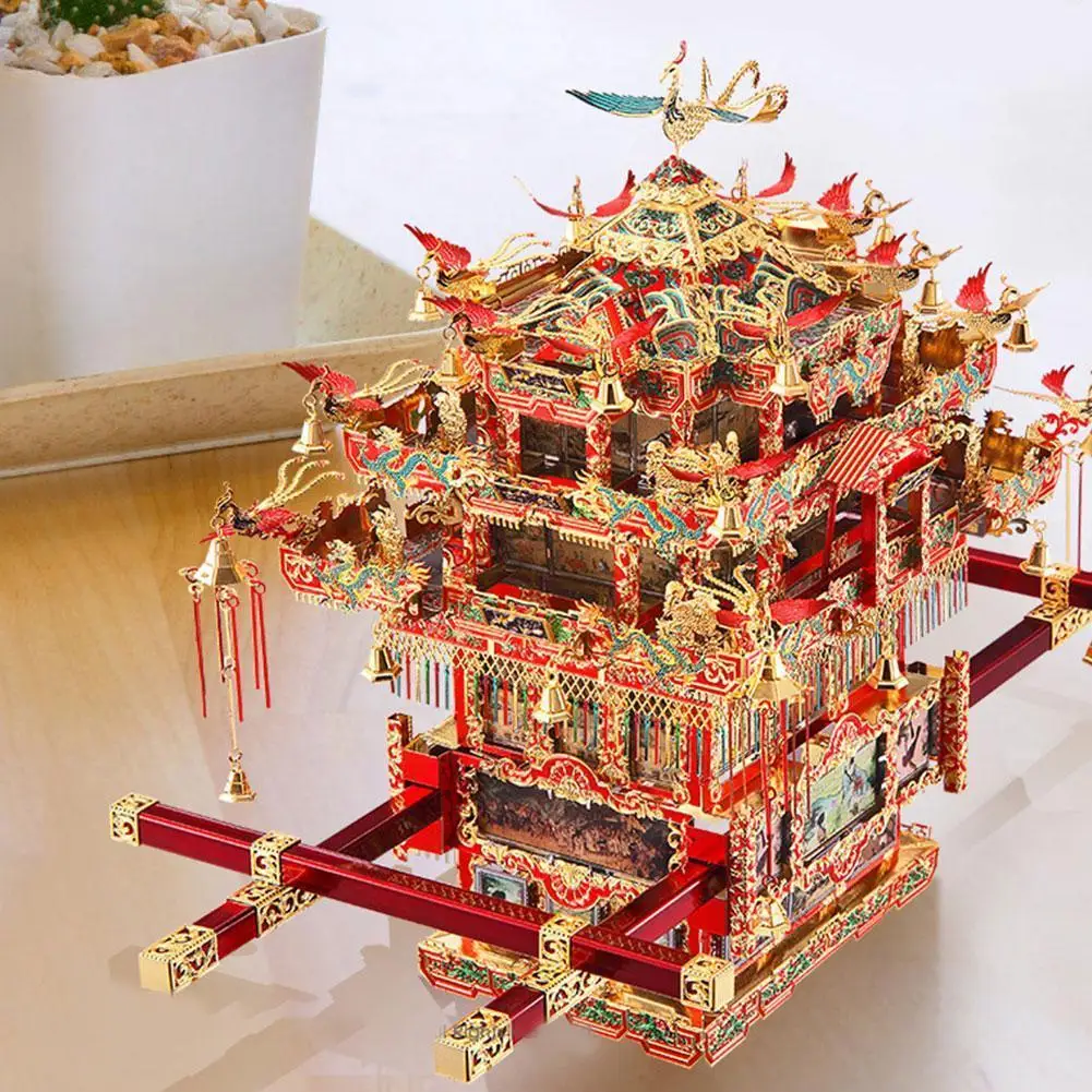 

Bridal Wedding Sedan Chair Phoenix Crown Xia 3D Puzzle Jigsaw Traditio Educational Toy Chinese Manual Metal Adult Assembly L9L9