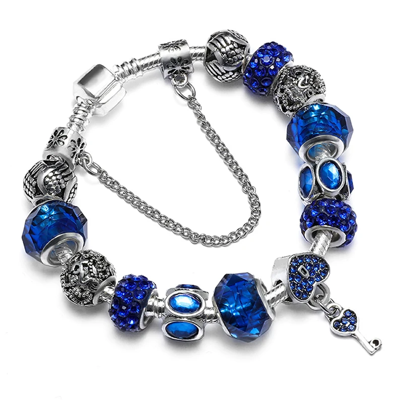 

Ladies Bracelet Heart Lock Beaded Bracelet Round Bead Jewelry Gift Present