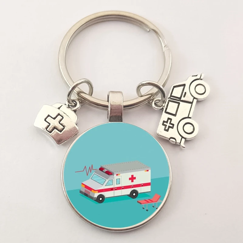 Новый набор для медицинских ключей скорой помощи ювелирный брелок со стеклянной