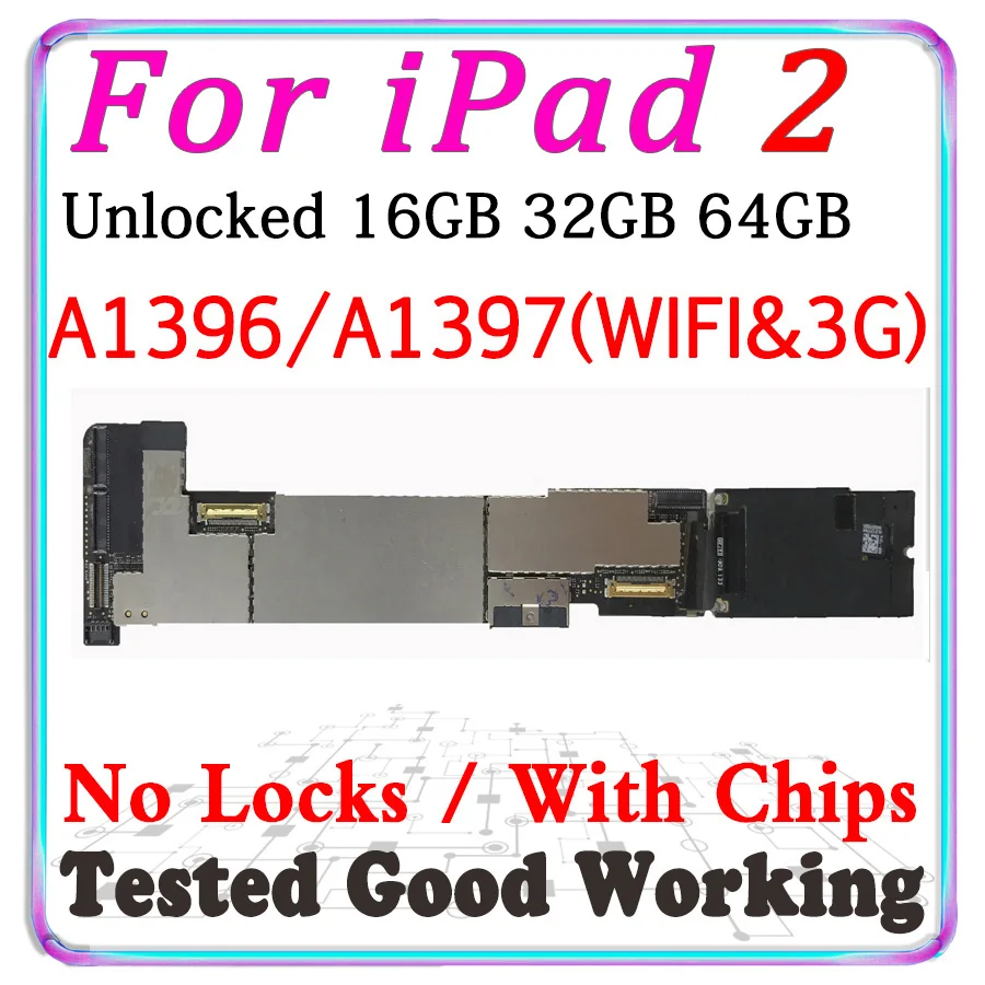 A1396 Wi-Fi A1397 A1395 WLAN сотовая версия для ipad 2 материнская плата 16 ГБ 32 64 Гб оригинальная