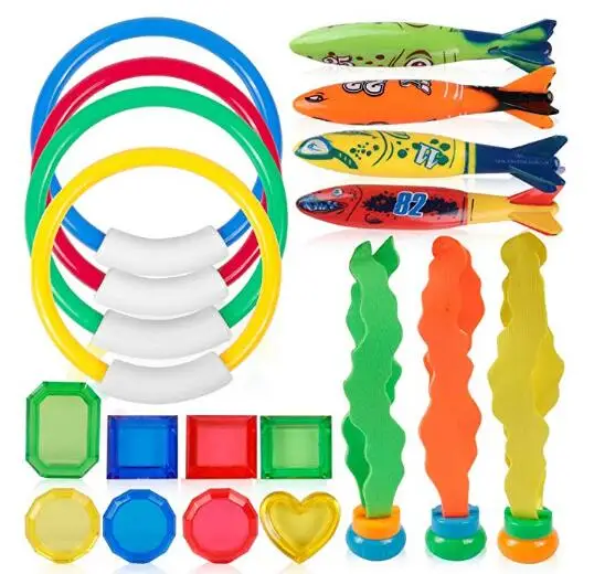 Игрушка для дайвинга Coogam, 19 шт., набор аксессуаров для бассейна, игра для погружения в воду, игрушки для дайвинга для бассейна для детей, маль... от AliExpress WW