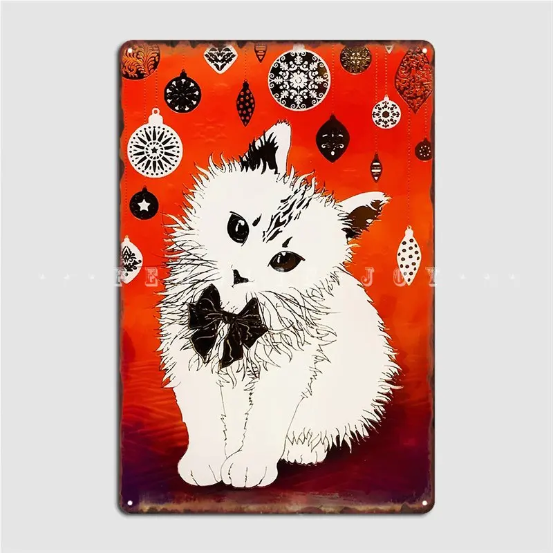 

Золотая Милая кошка, зимние Рождественские шары, металлический знак, Постер для паба, гаража, клуба, дизайн, жестяной знак, постер