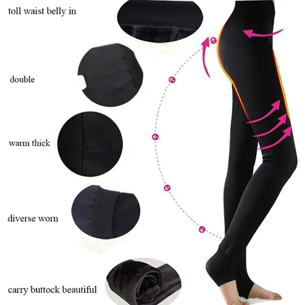 Теплые утолщенные легинсы для женщин высокая талия обтягивающие узкие брюки
