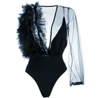 Высококачественный темно-синий женский боди, Женский полупрозрачный комбинезон, 2020 тюлевые комбинезоны с оборками для женщин s