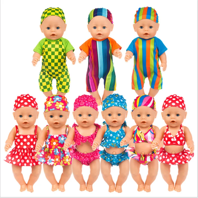 

Born New Baby Doll Clothes Fit 18 inch 43cm Doll Red Lips of Flaming Tetrafolium Swimsuit Accessories For Baby Birthday Gift