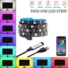 Гибкая светодиодная ленсветильник с Bluetooth-контроллером и USB, 5050 RGB-подсветка, 5 в пост. Тока