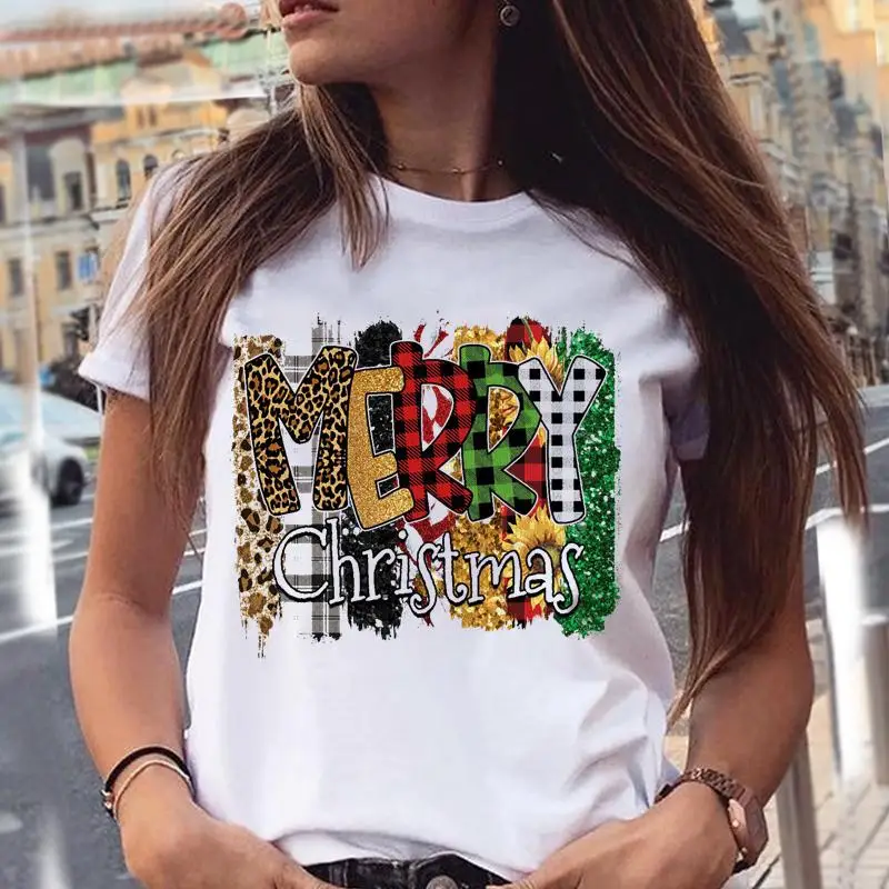 

Women Lovely Time Happy Cute T Top Merry Christmas Holiday Print Cartoon Shirt Female Graphic Tee Tshirt New Year T-Shirts