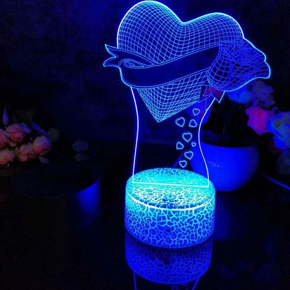 

Led 3D Night Light Love2 Pattern Nightlight for Child Bedroom Decor Desk Lamp 16 Color with remote