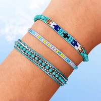 bluestar female 3pcs one set women braided charm bangle women handmade crystal bead miyuki bracelet jewelry for gift