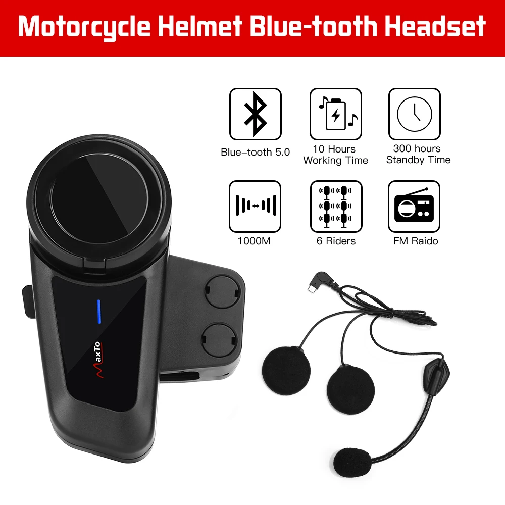 Bluetooth-гарнитура MAXTO M2 для мотоциклетного шлема 6 динамиков | Автомобили и