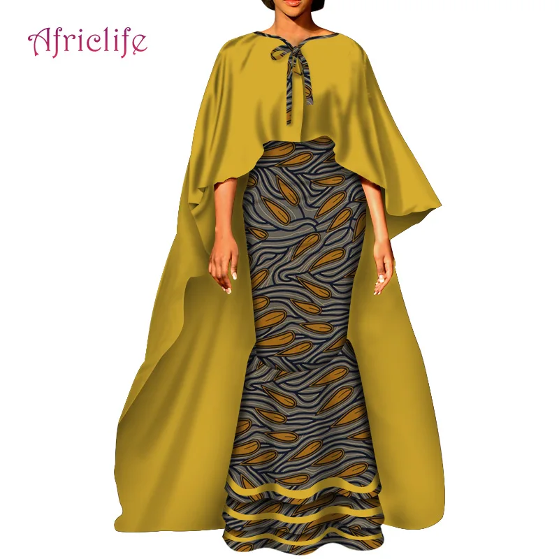 Платья с накидкой для женщин комплект юбкой и футболкой одежды в африканском