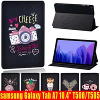 case for samsung galaxy tab a7 10 4 inch 2020 t500t505 cartoon pu leather protective tablet stand shell cover free pen