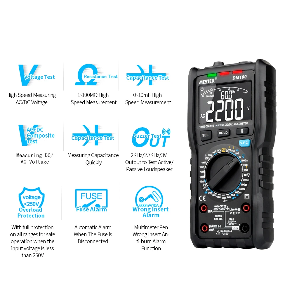 Мультиметр MESTEK цифровой многофункциональный 10000 отсчетов True RMS|Мультиметры| |
