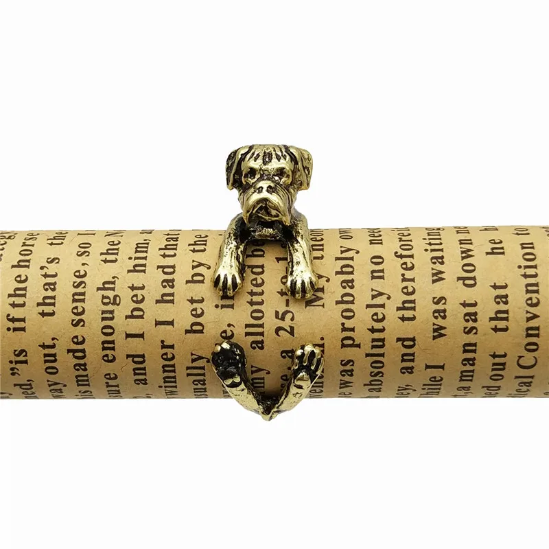 Горячая Распродажа винтажные кольца с животными регулируемые милые боксеры