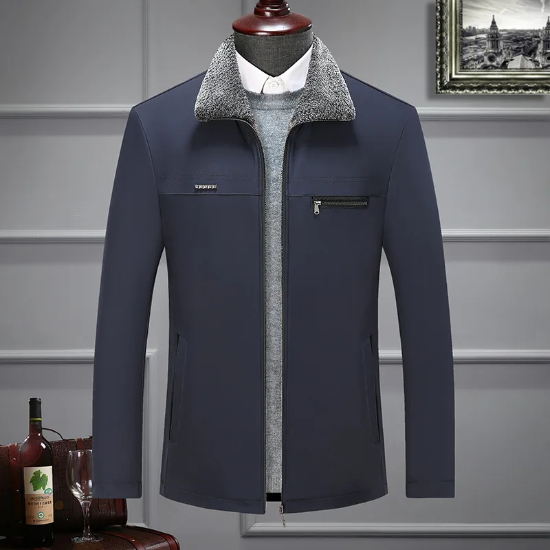 

Новинка, однотонные флисовые пальто для мужчин, осень и зима, бархатная утепленная куртка с отложным воротником и хлопковой подкладкой, вер...