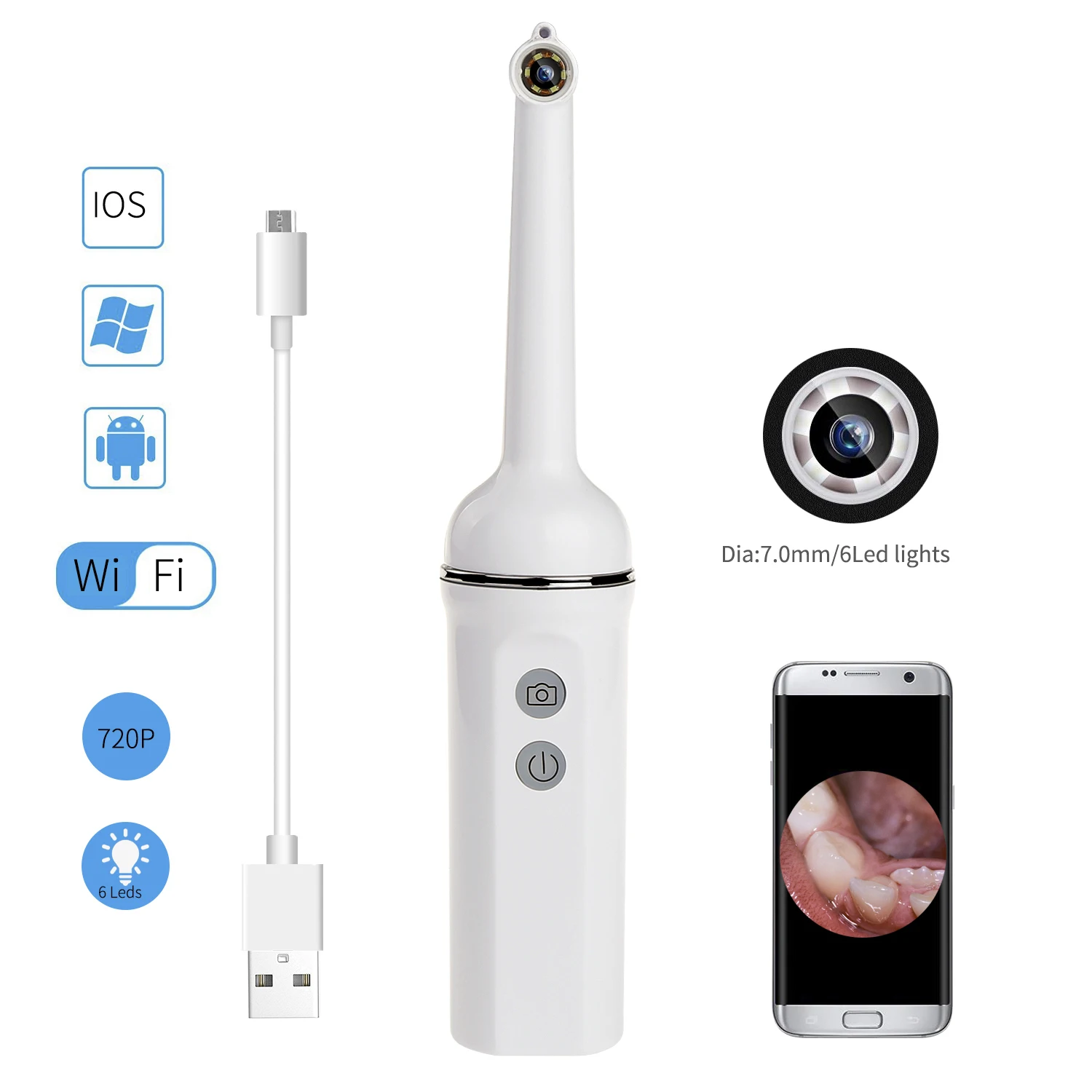 

Wireless WiFi USB Intra Oral Dental Camera Intraoral 1080p Industrial Endoscope Inspection for Dentist fotografica odontologia