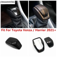 gear shift head knob decor cover trim wood grain carbon fiber interior kit accessories for toyota venza harrier 2021 2022