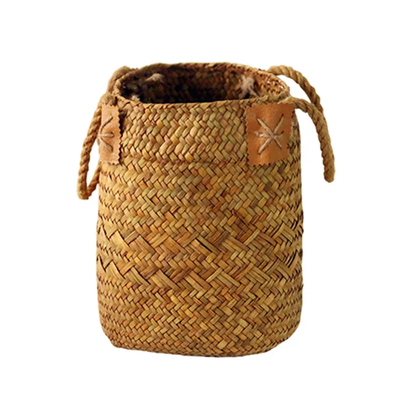 

1Pc Seagrass Basket for Toys Decorative Baskets Storage Flower Baskets To Organize Rattan for Weaving for Home Decor Hand Made