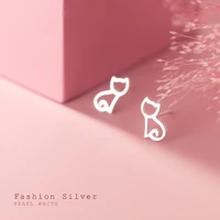 s925 silver hollow cat earrings for women korean sweet girl simple temperament fashion silver 925 earrings jewelry wholesale