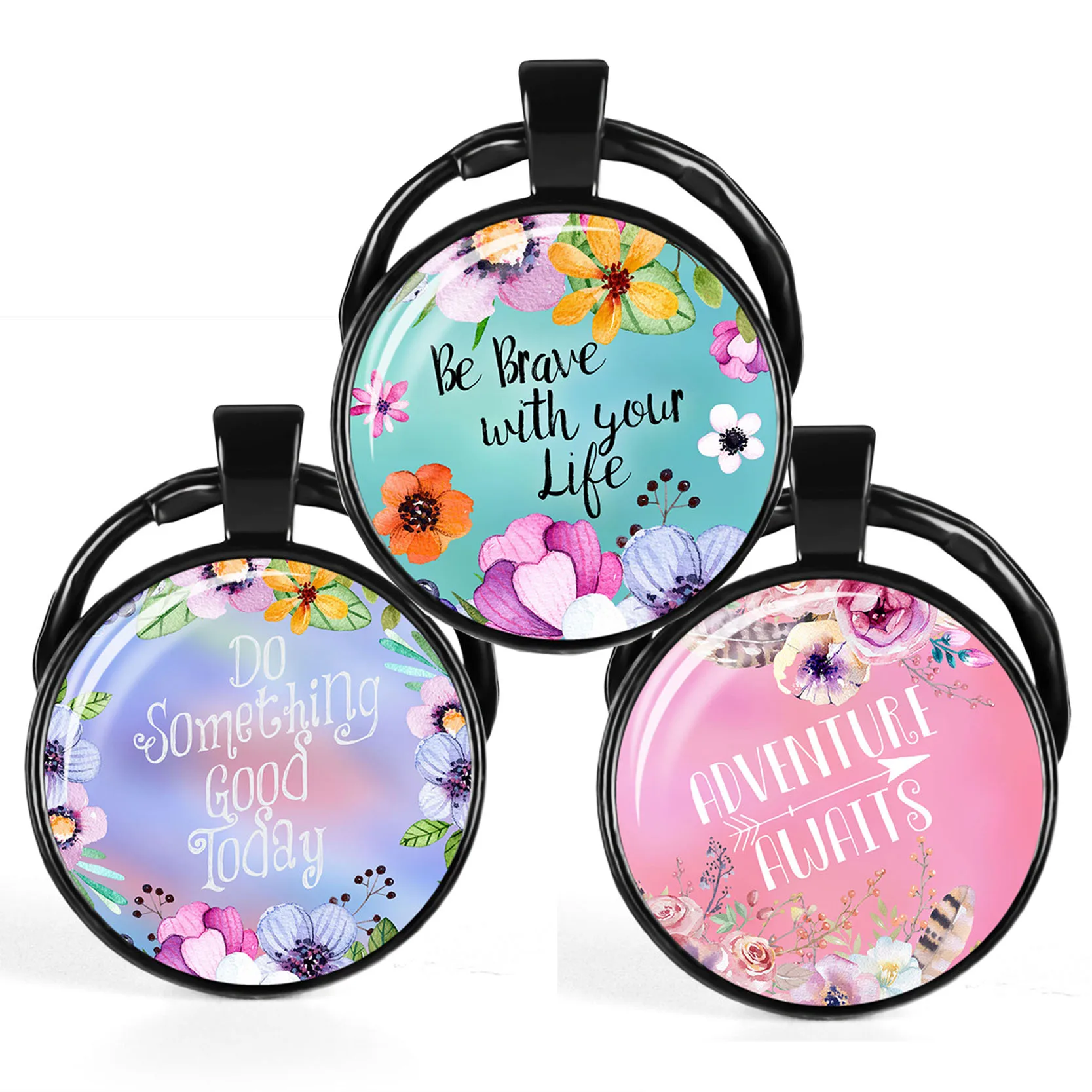 Модные Библейские стихи пословицы черное дно цветочный узор брелок стеклянный