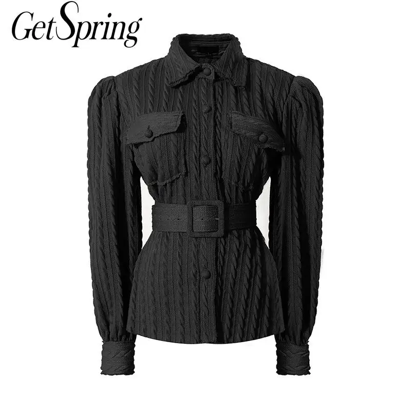 

GetSpring Women Sweater Retro Twist Belt Women Cardigan Coat Vintage Knitwear Long Sleeve Single Breasted Knit Sweater Women Top