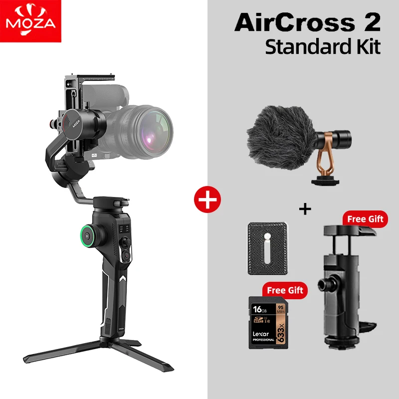 Aircross 2 mic Связаться со службой поддержки получить купон 1.8 кг полезная нагрузка 3-осевая камера стабилизатор подвеса Steadycam для Sony a6300 Panasonic GH5 Canon карданный Moza Aircross - Цвет: Aircross 2 mic