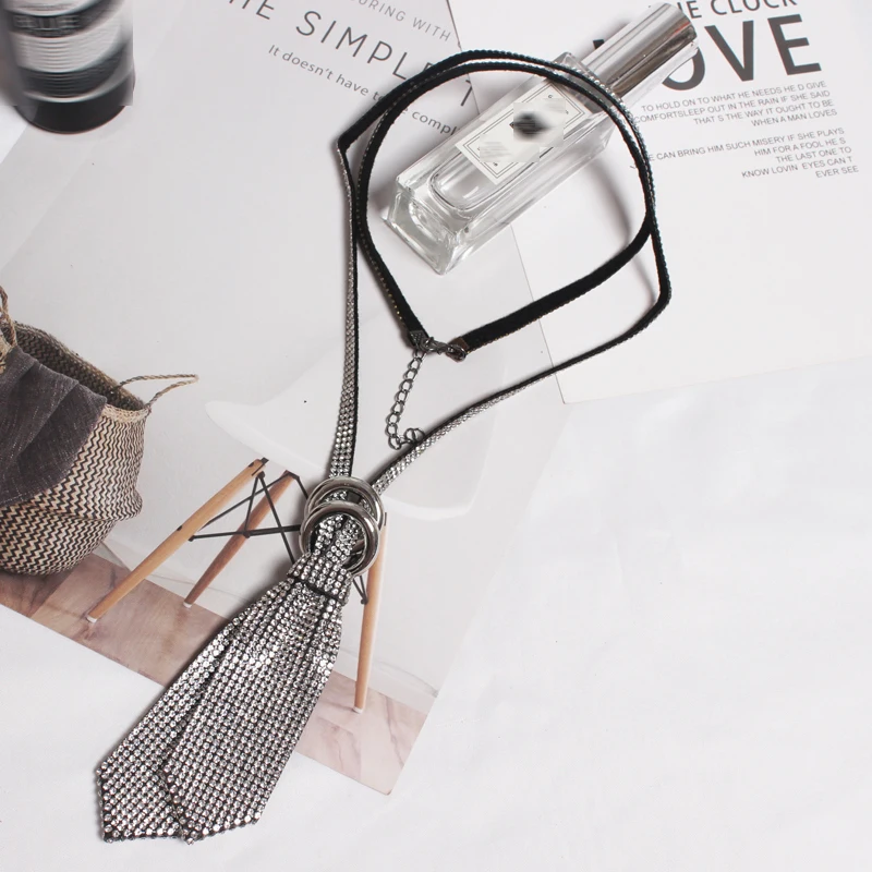 Женское длинное ожерелье EAM с разрезом и стразы весна-лето 2021 | Украшения