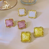 simple candy color square metal earrings for woman 2021 korean fashion jewelry gothic retro style accessories for party girls