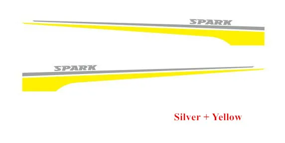 Silver-Yellow 1 комплект гоночных спортивных полос для Chevrolet Spark 2011-19 авто дверь боковая юбка Декор наклейки автостайлинг кузова виниловые наклейки - Название цвета: Silver-Yellow