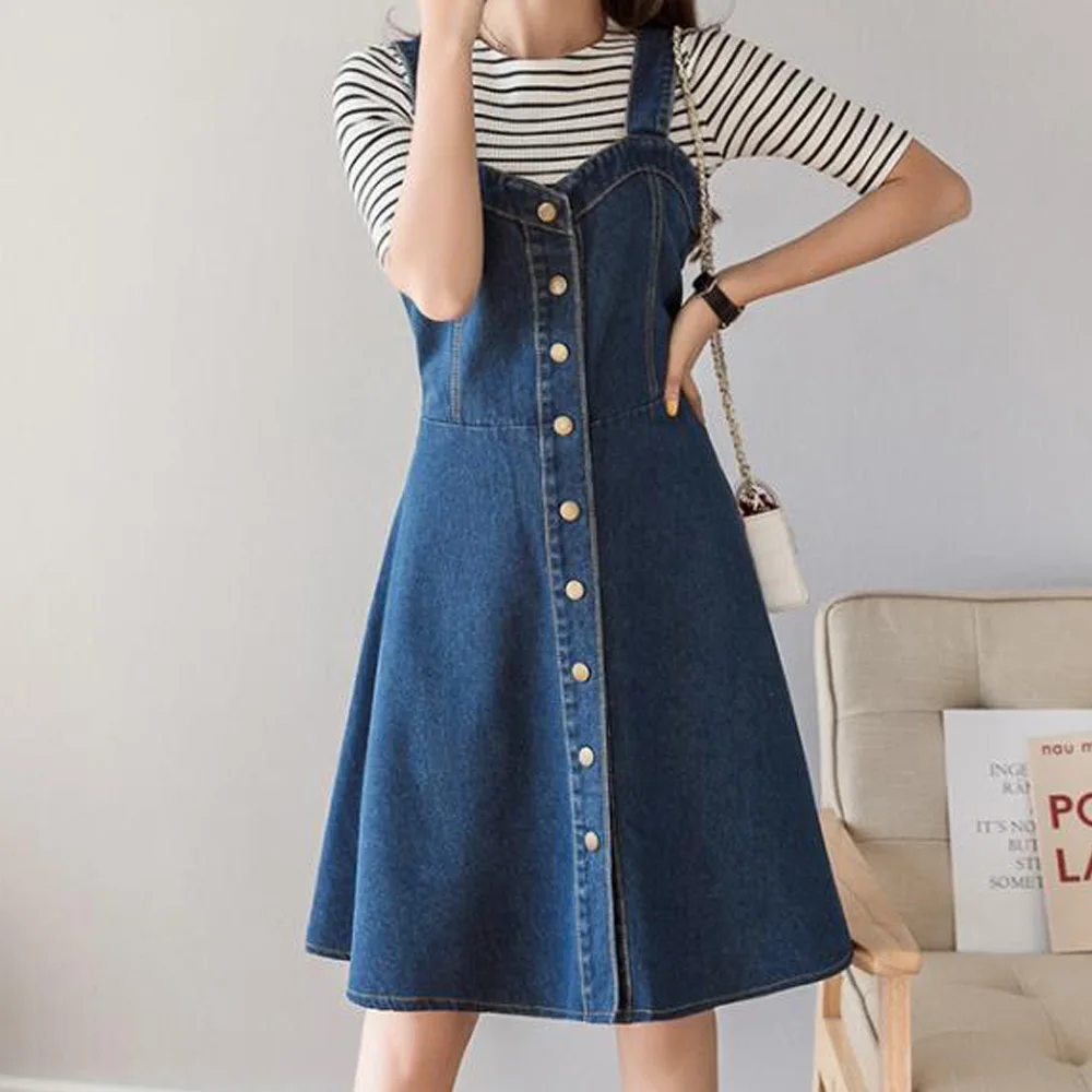 

Джинсовые ремни платье для женщин 2021 Лето Harajuku женские пуговицы платье из джинсовой ткани синего цвета в винтажном стиле; Повседневная Спаг...